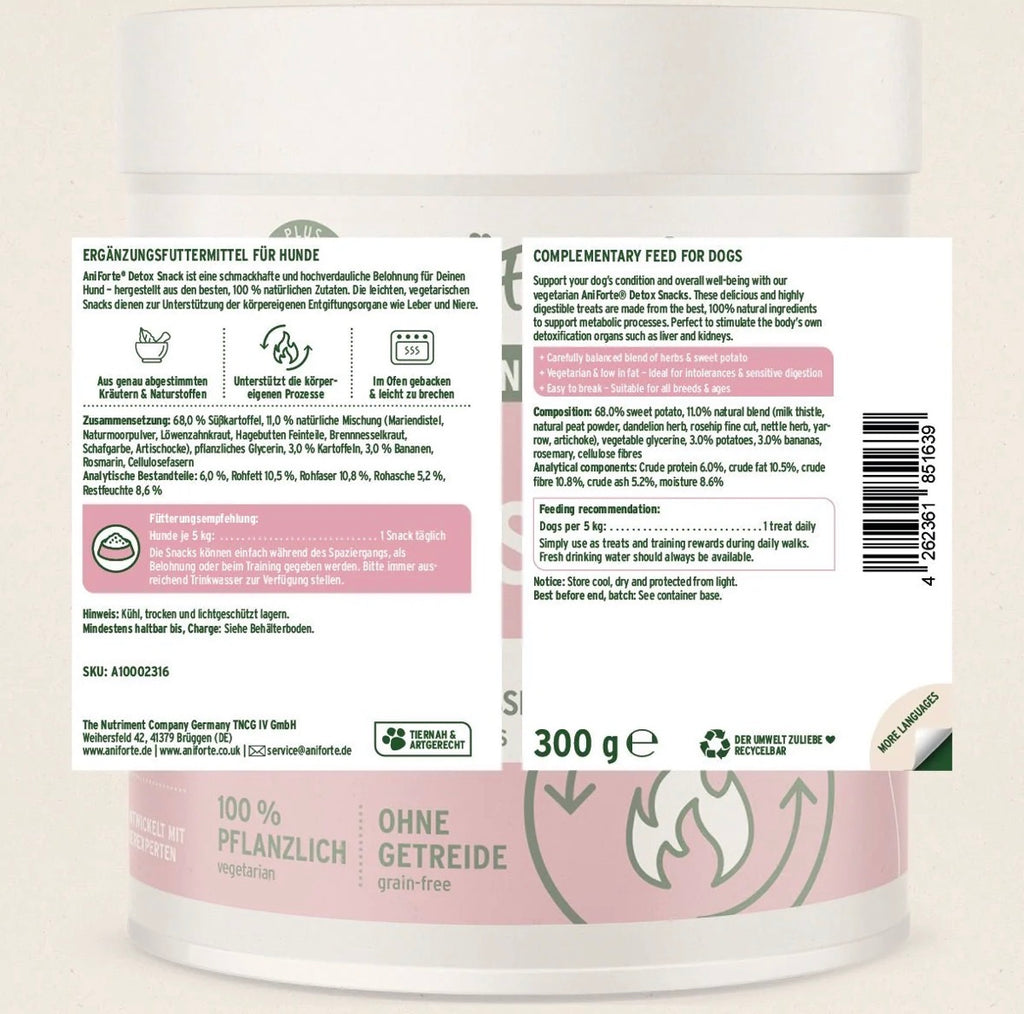 AniForte® Detox-Snack für Hunde – vegetarisch mit Süßkartoffel & Kräutern - 50g