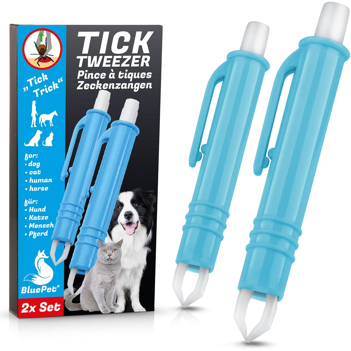 BluePet automatische Zeckenzange – 2er-Set Zeckenentferner