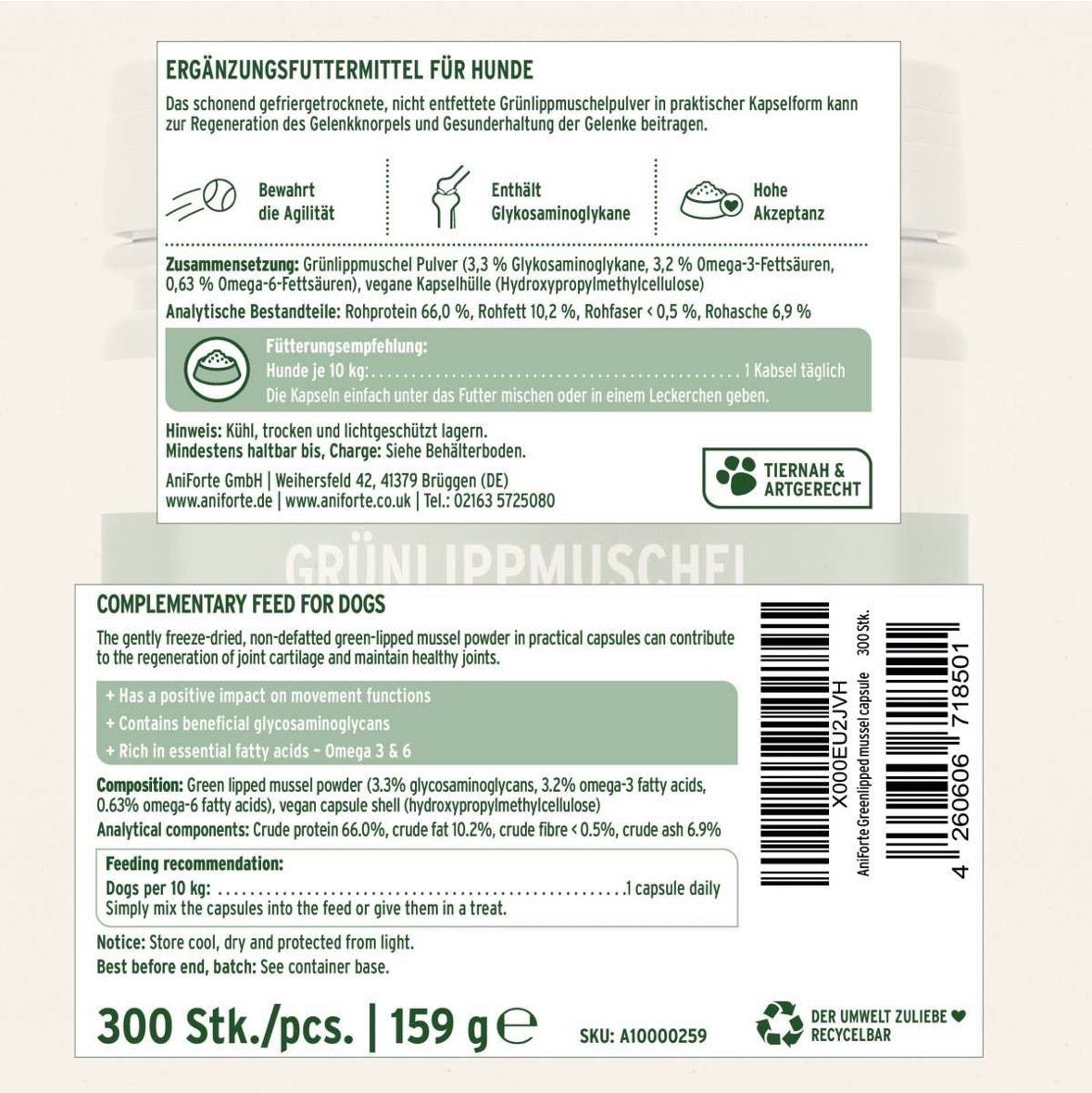 AniForte® Grünlippmuschel Kapseln für Hunde – Gelenke & Beweglichkeit