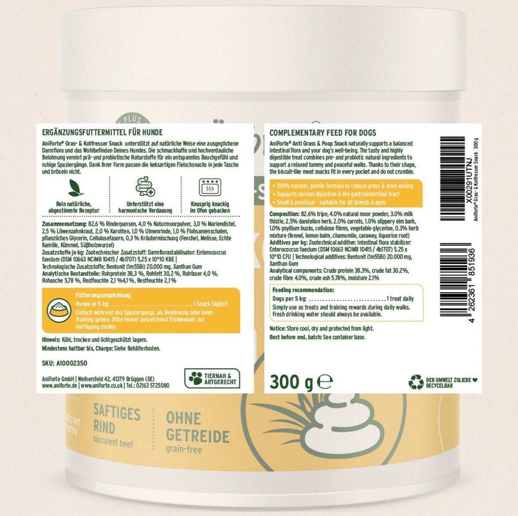 AniForte® Gras- & Kotfresser Snack für Hunde – mit Rinderpansen
