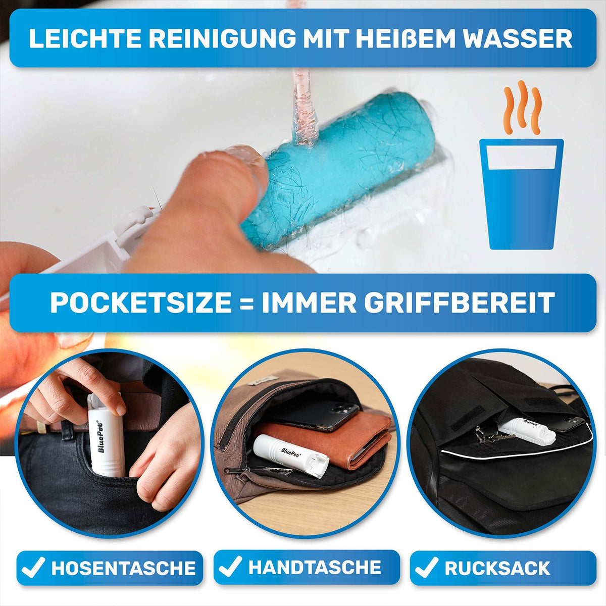 RolloTollo Mini – Wiederverwendbare Fusselrolle im 3er-Set