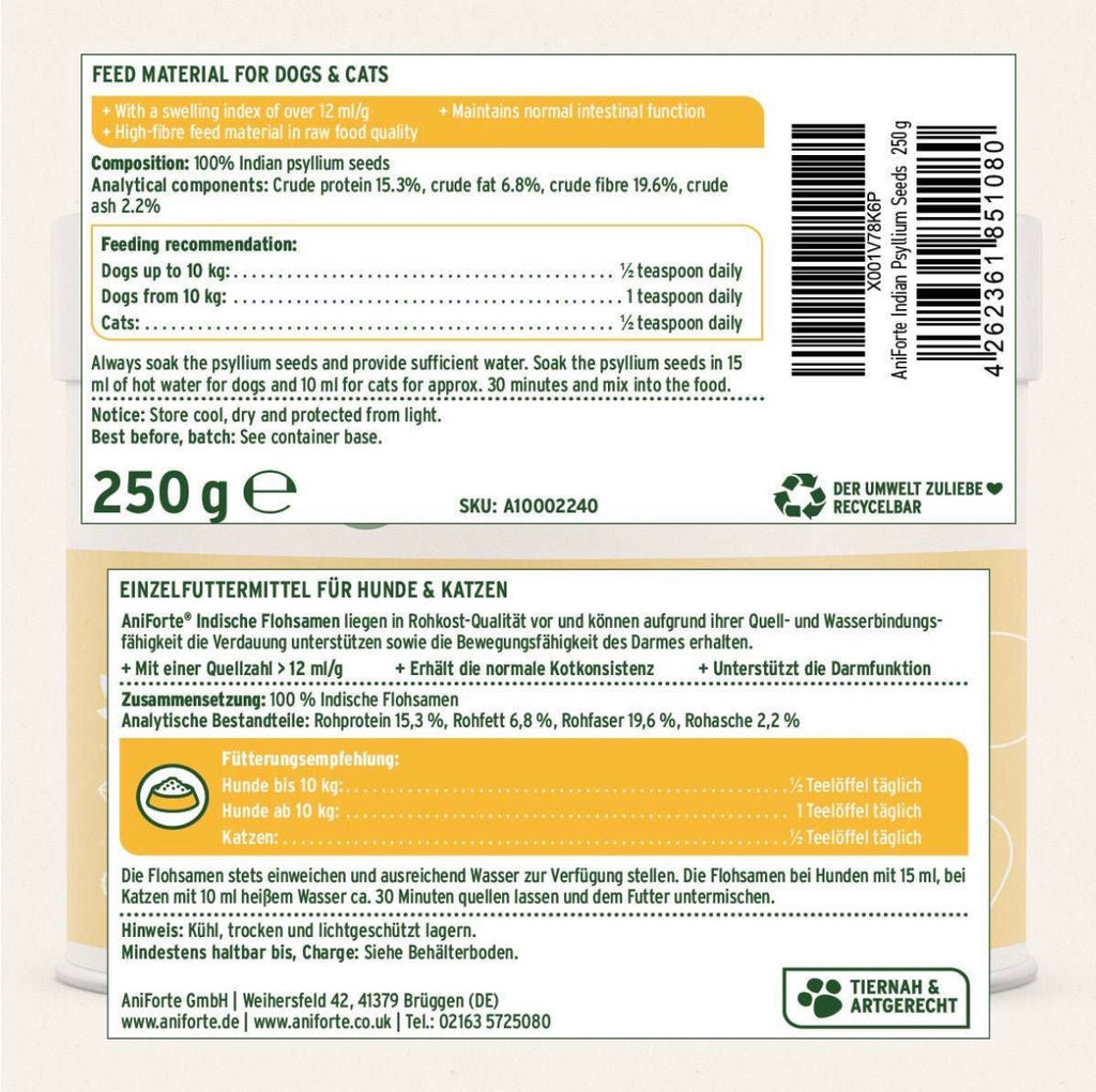 AniForte® Indische Flohsamen für Hunde & Katzen – 250 g