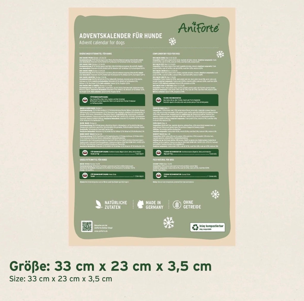 AniForte® Adventskalender 2026 für Hunde – 24 natürliche Snack-Überraschungen