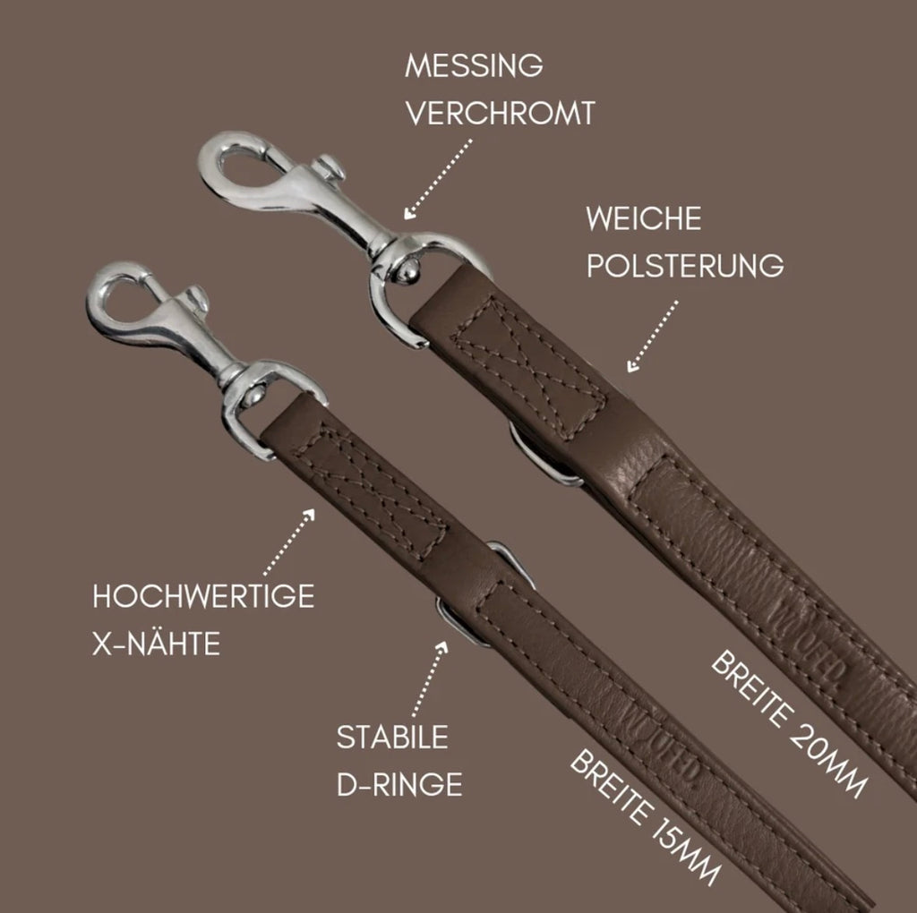 Leder-Führleine „Classic Soft“ – 3-fach verstellbar