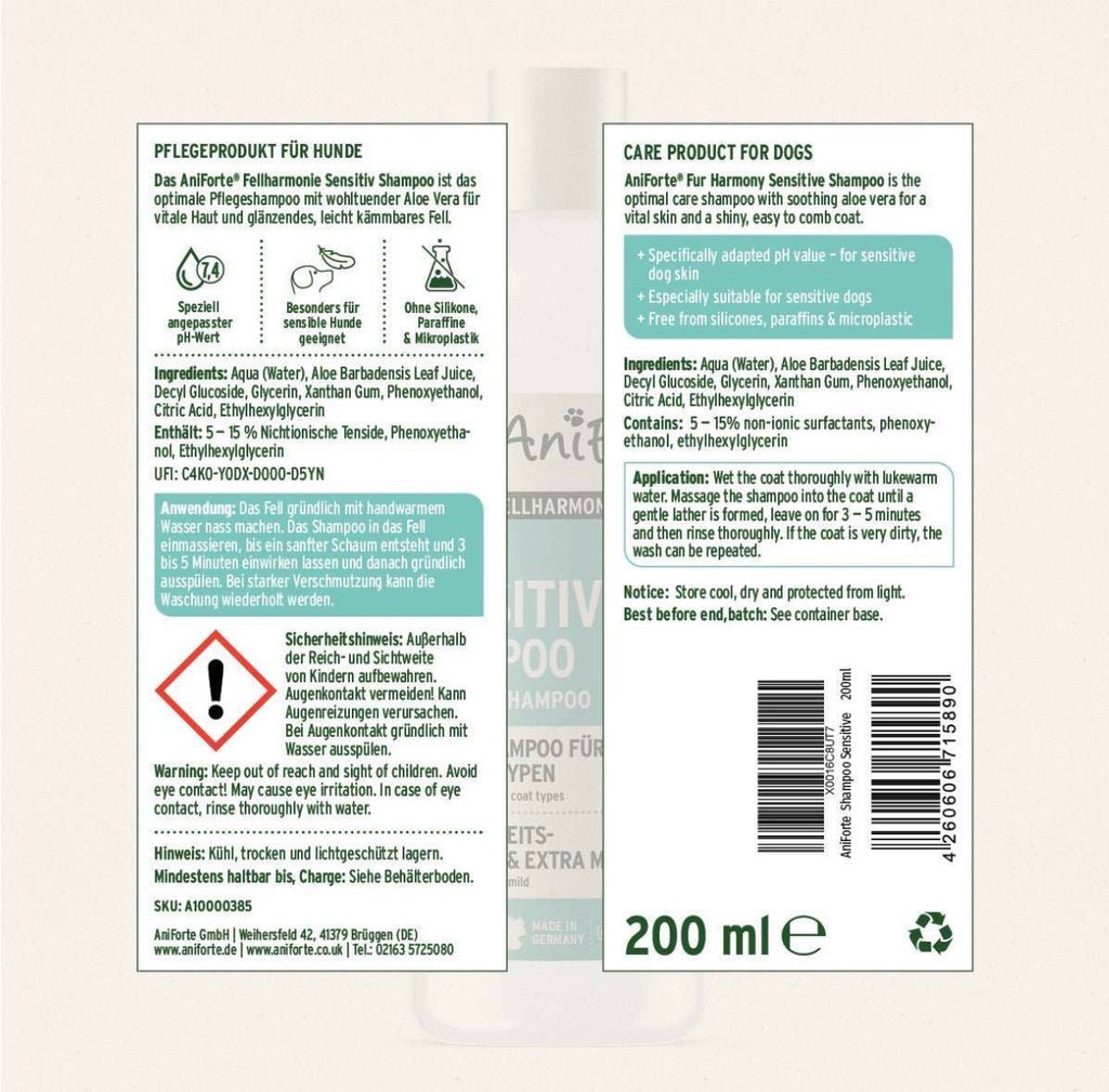 AniForte® Fellharmonie Shampoo Sensitiv für Hunde – 200 ml