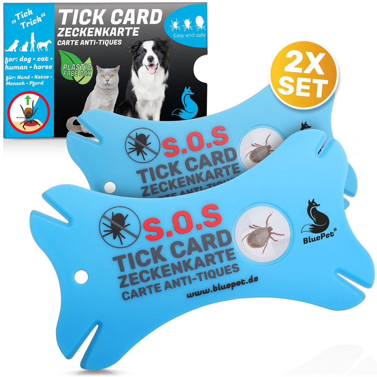Zeckenkarte mit Lupe für Hunde – BluePet
