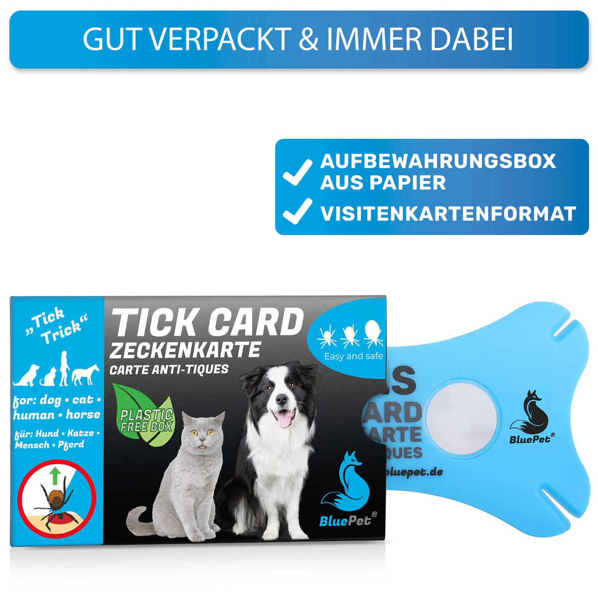 Zeckenkarte mit Lupe für Hunde – BluePet