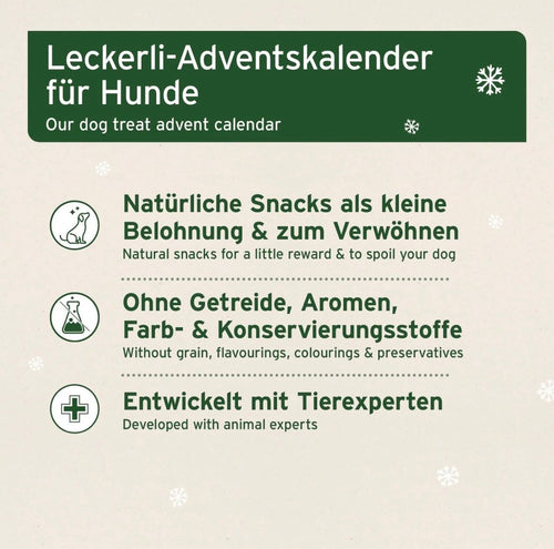 Adventskalender 2026 für Hunde – 24 natürliche Snack-Überraschungen