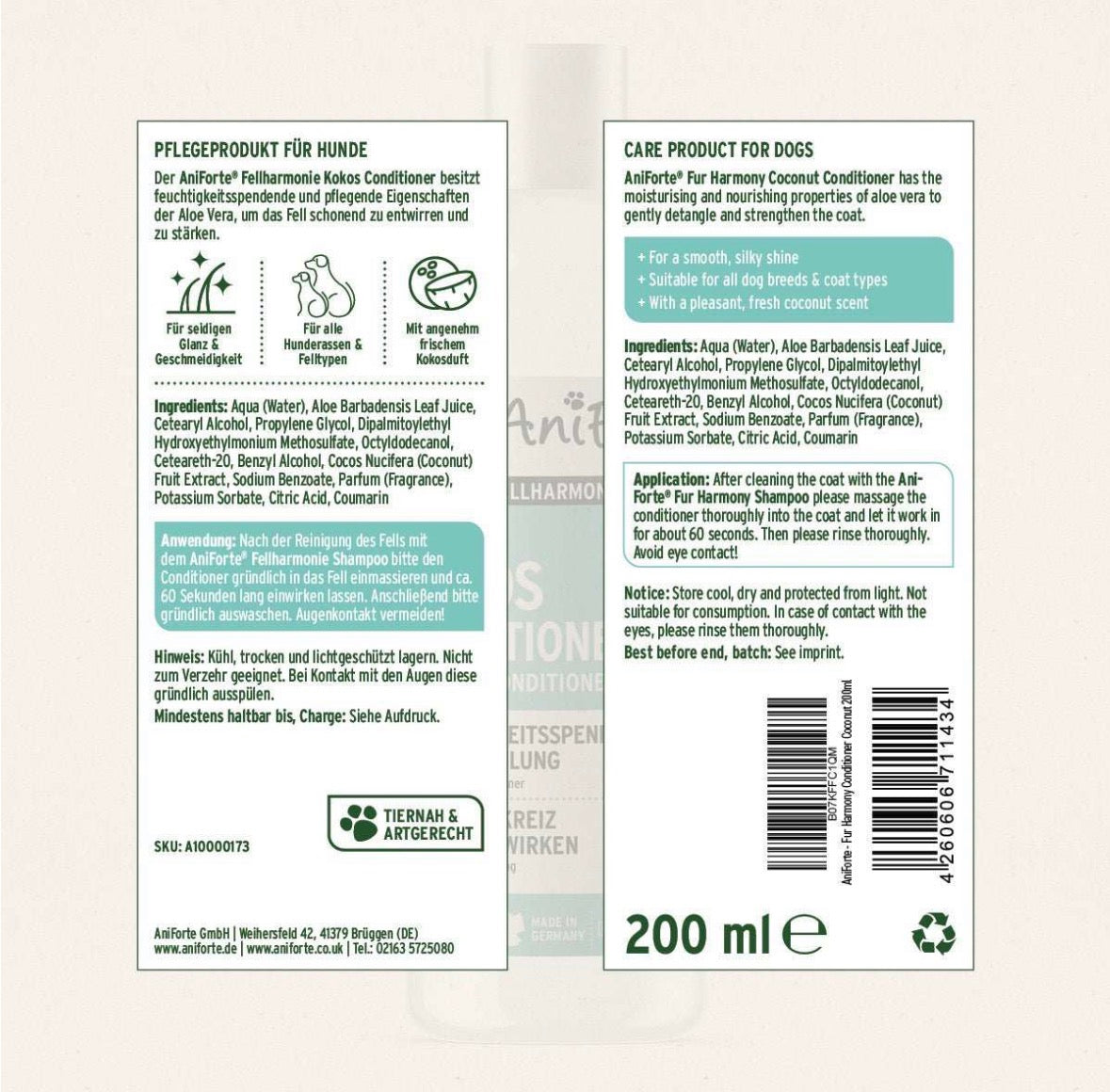 AniForte® Fellharmonie Conditioner Kokos für Hunde – 200 ml