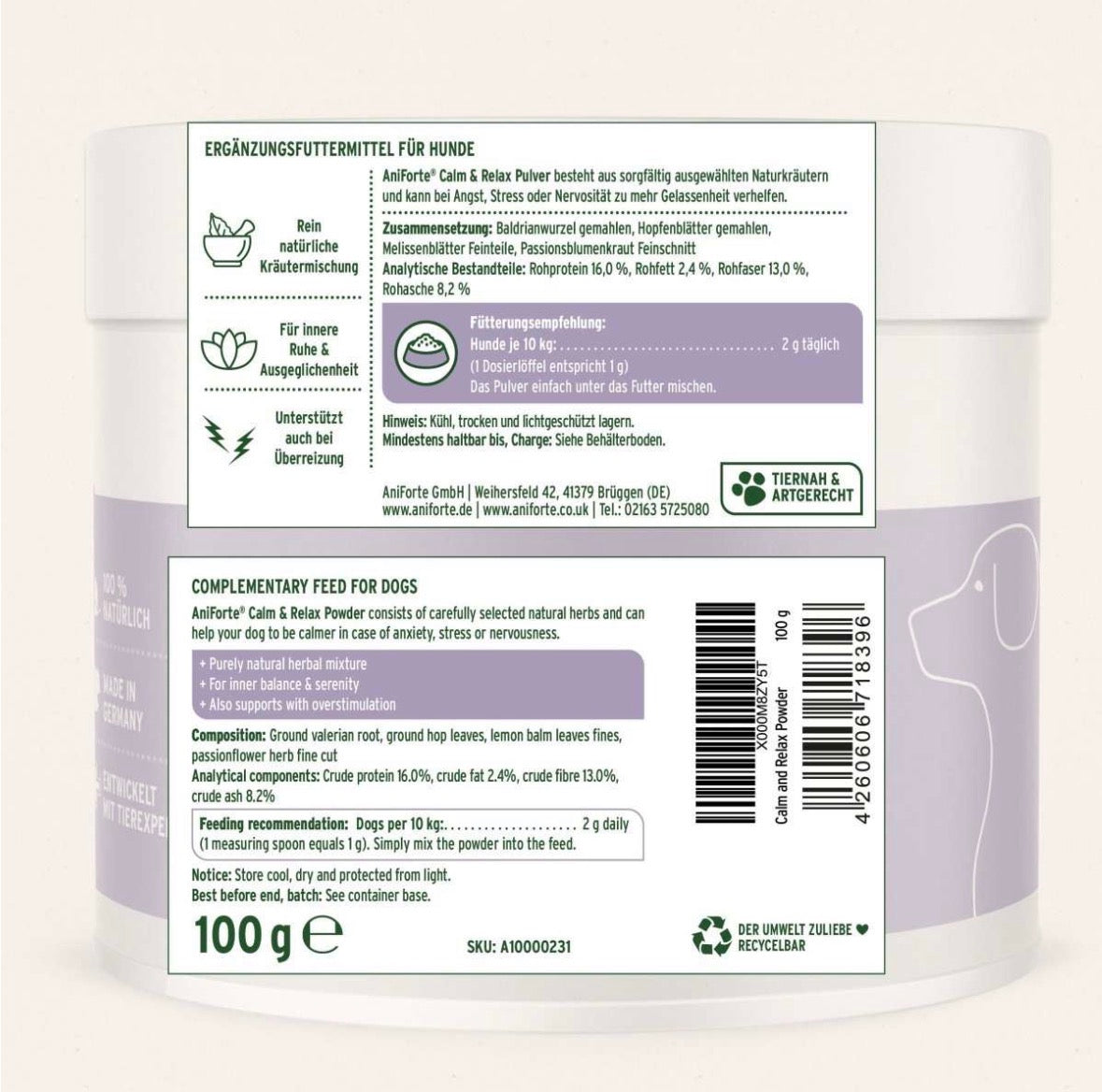 AniForte® Calm & Relax Kräutermischung für Hunde – innere Ruhe