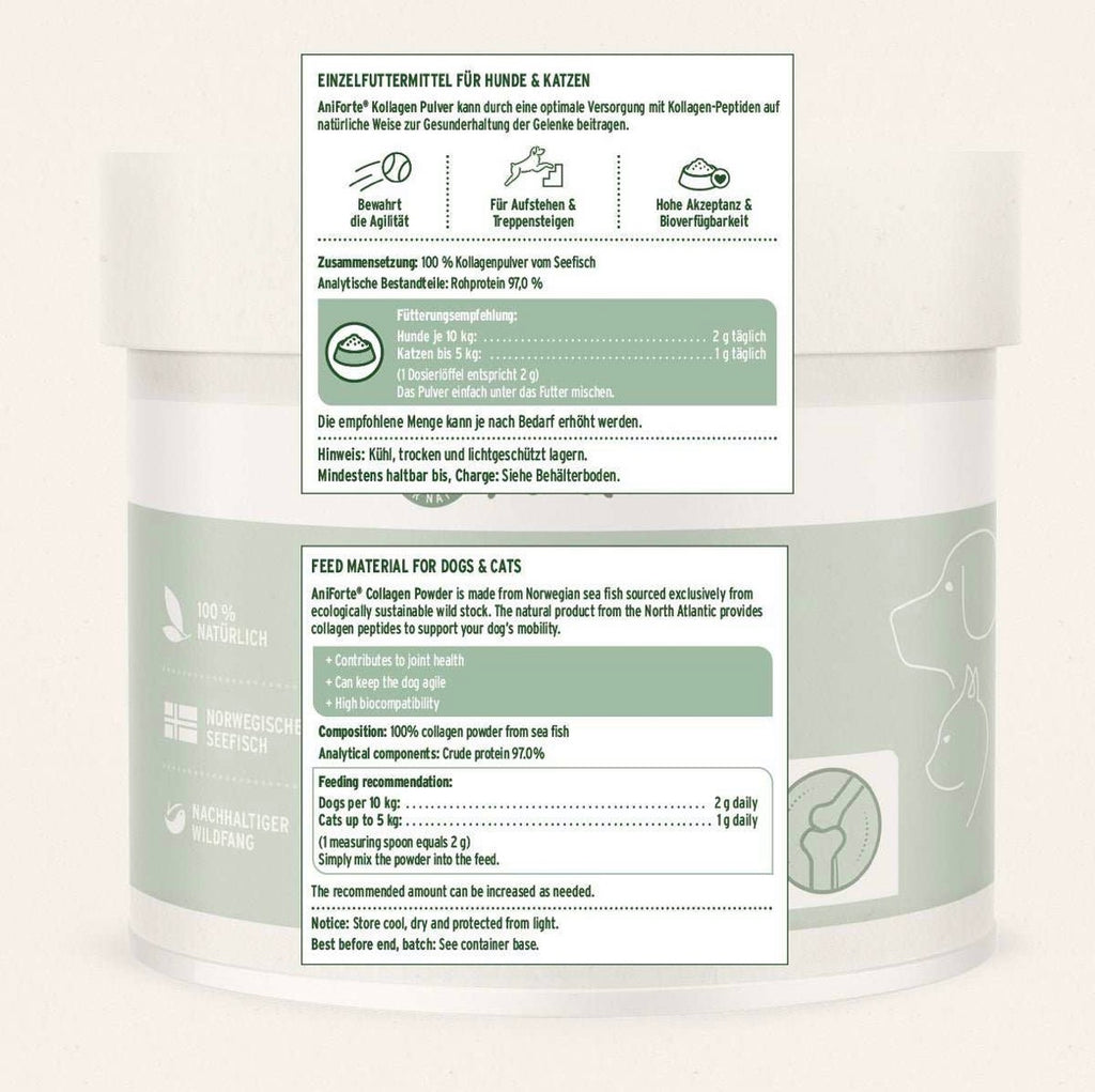 AniForte® Kollagen Pulver für Hunde – Futterergänzung für gesunde Gelenk- und Knochenfunktionen