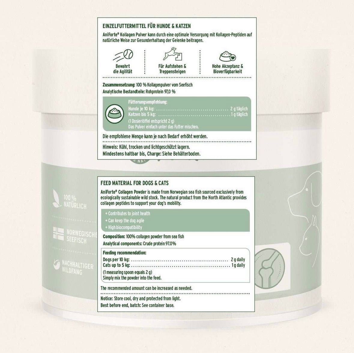 AniForte® Kollagen Pulver für Hunde – Futterergänzung für gesunde Gelenk- und Knochenfunktionen