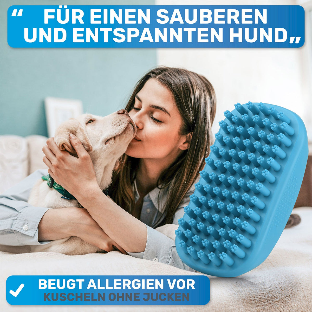 FellFein Gummistriegel – Fell- & Badebürste für Hunde