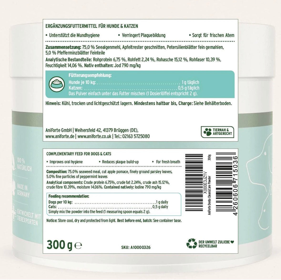 AniForte® Denta Clean & Care – Zahnpflege Pulver