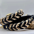 Hundehalsband „Leo Schwarz-Gold“ – handgeflochten aus Fettleder & Paracord
