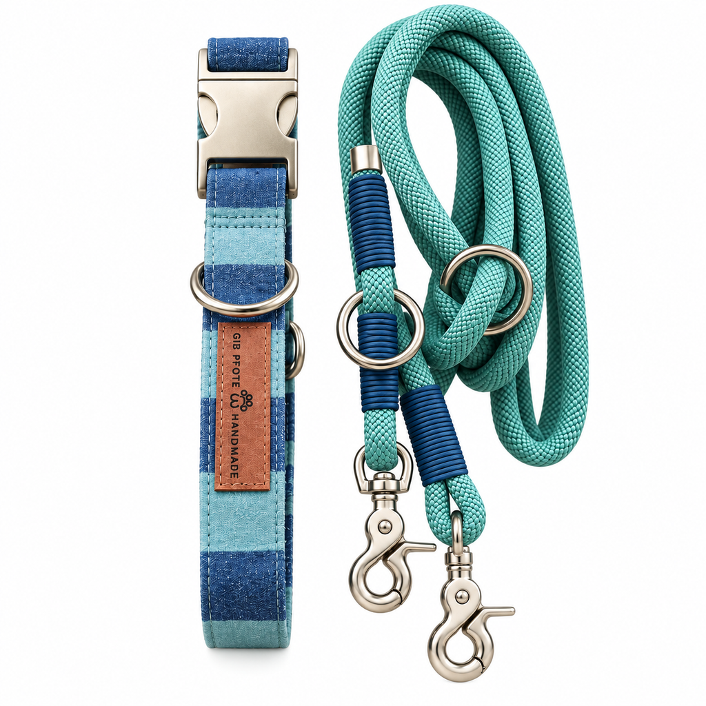 Set „Summer-Stripes“ – Halsband & 3-Meter-Leine individuell konfigurierbar