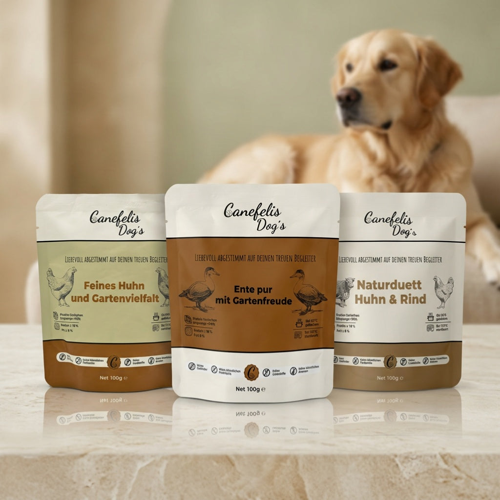 Hunde-Vorratspaket – 3 Sorten | 36 × 100 g | getreidefreies Nassfutter