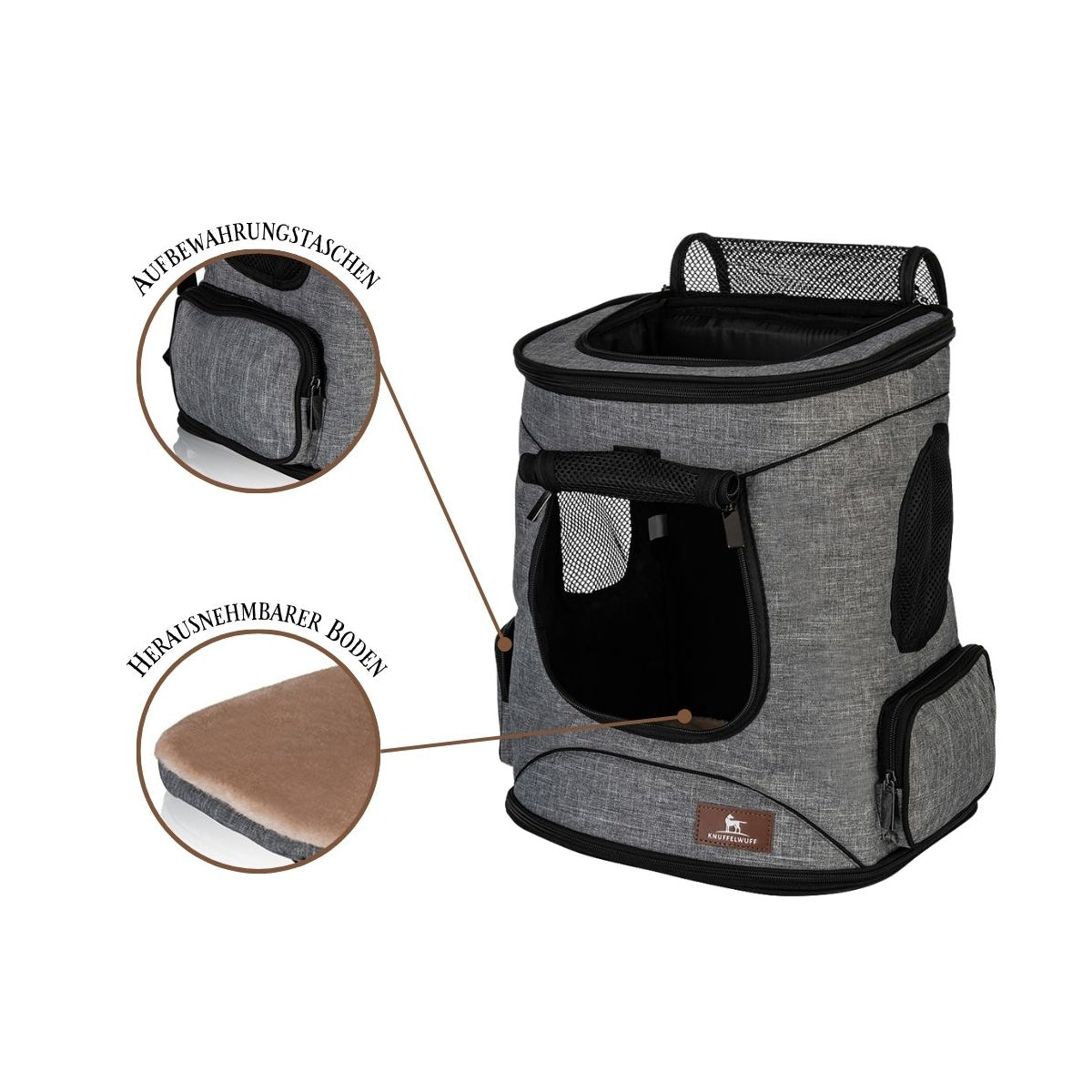 Hunderucksack Benson für kleine Hunde – faltbar & atmungsaktiv, 34 × 30 × 43 cm