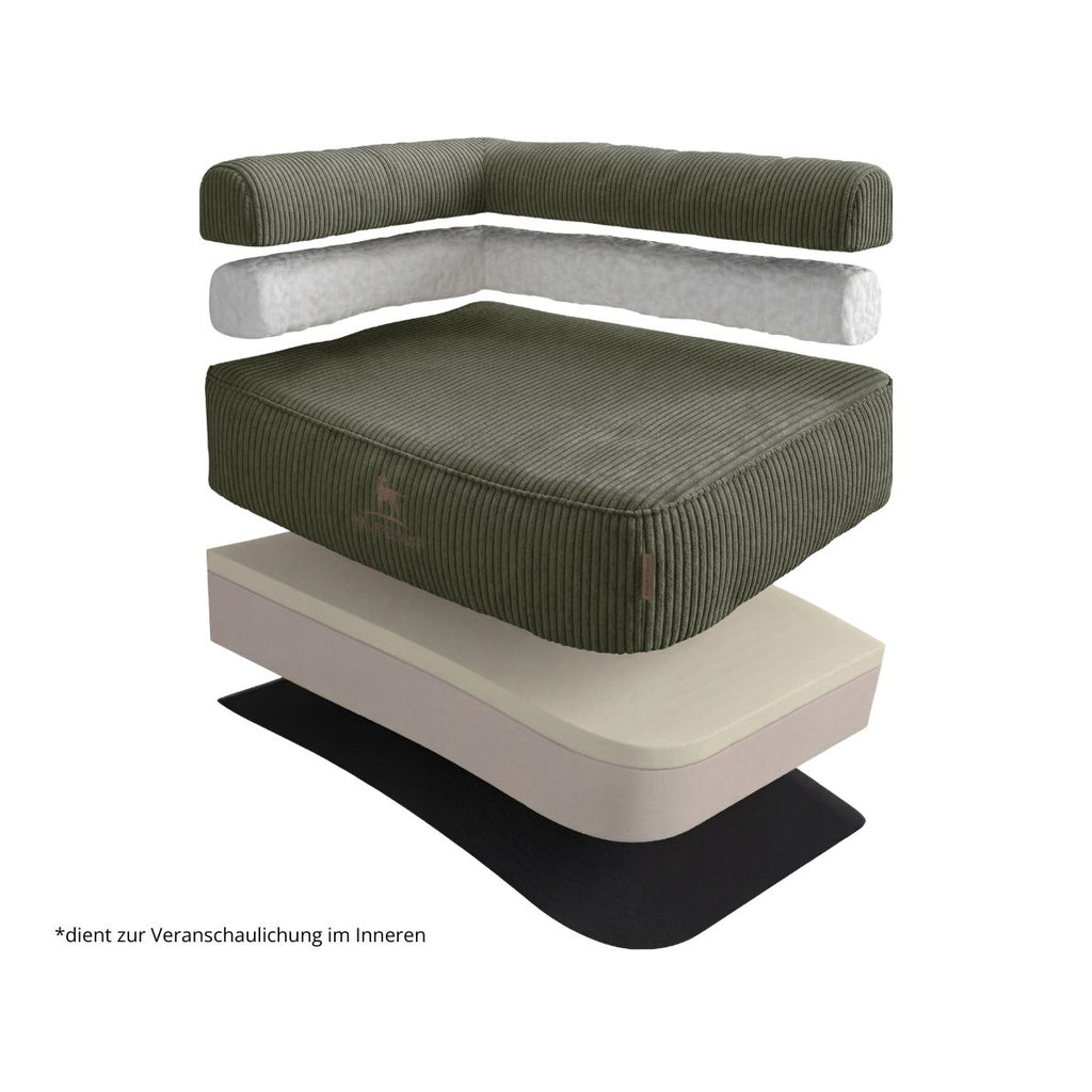 Orthopädisches Eck-Hundebett Cortland – Memory Foam & Cord