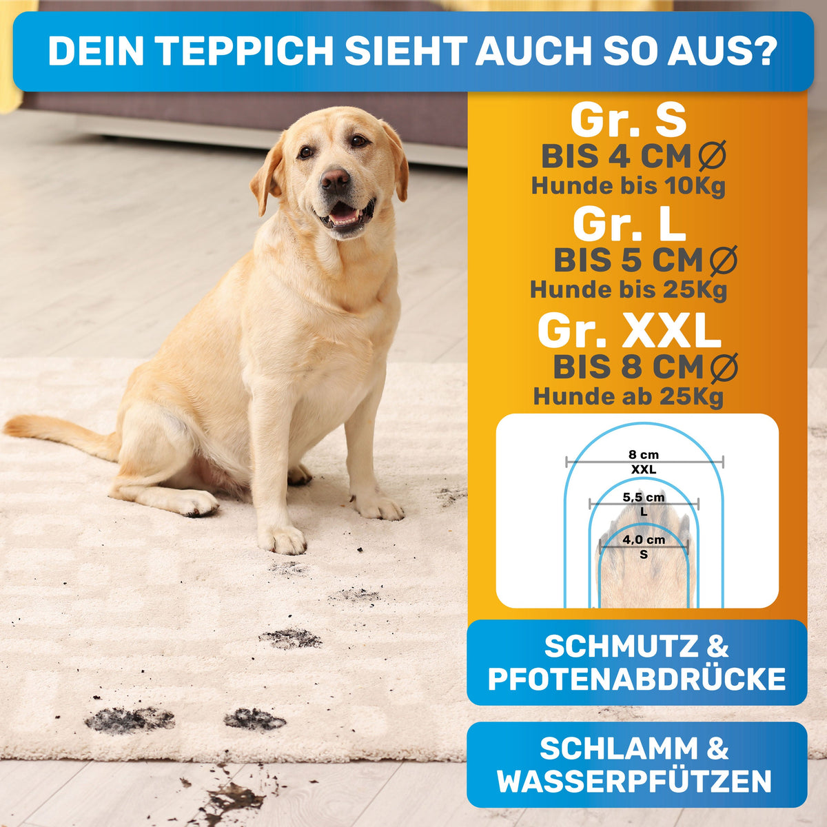 PfotenBlitz – Pfotenreiniger für Hunde mit Mikrofaser-Handtuch
