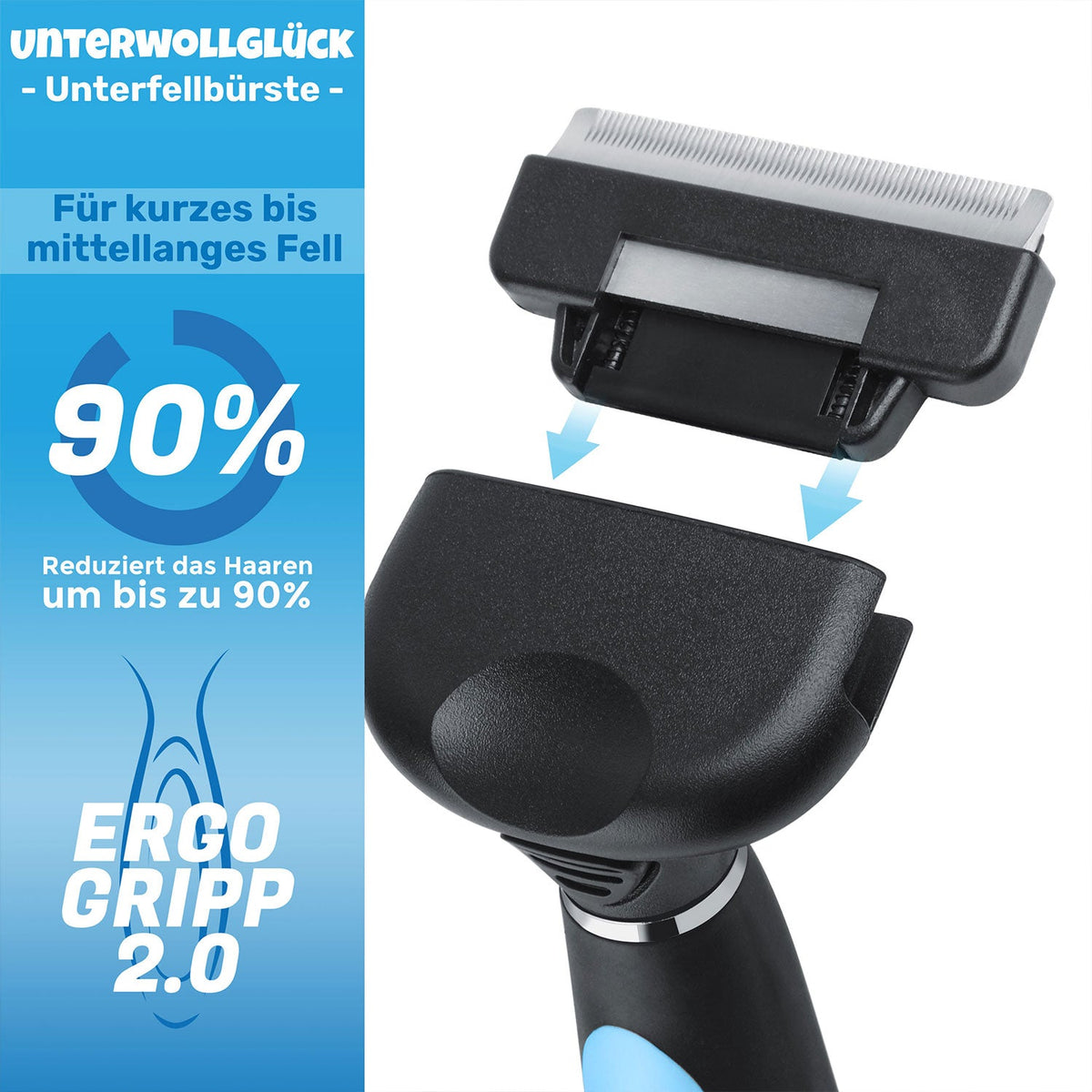 UnterwollGlück 2.0 – Kurzhaar-Unterwollbürste mit Selbstreinigung