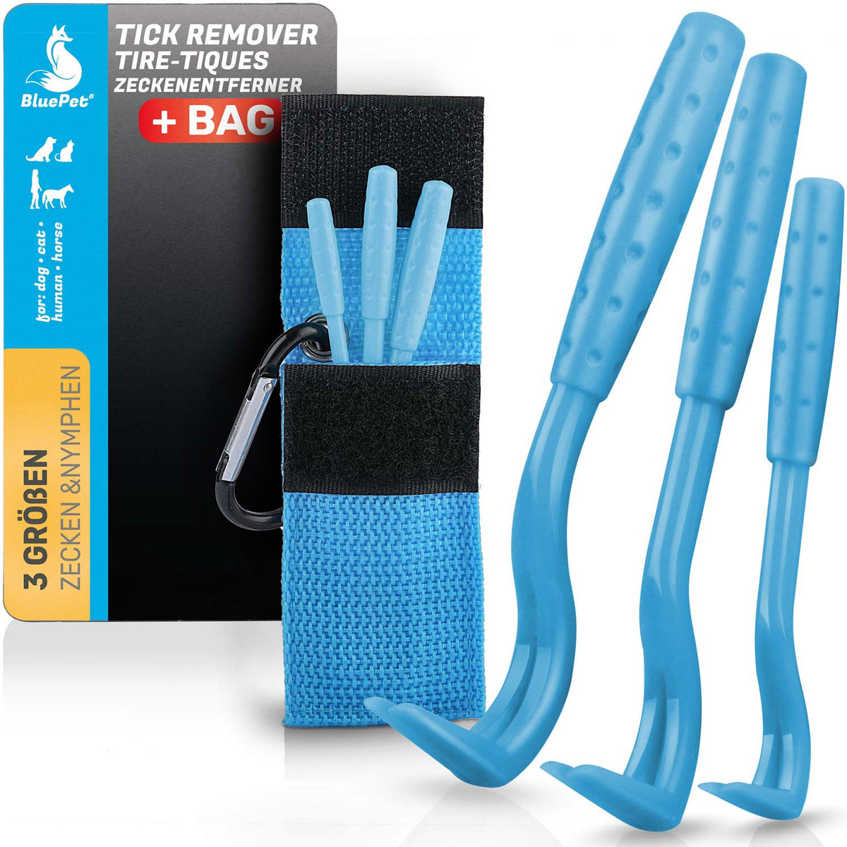 Zeckenhaken 3er-Set für Hunde – BluePet