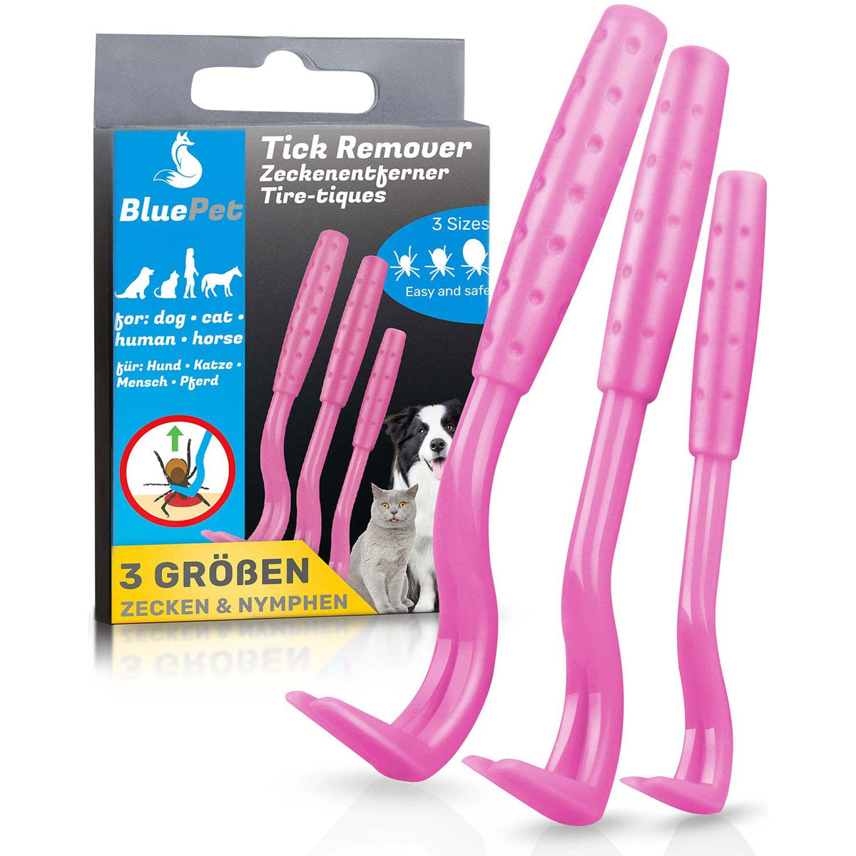 Zeckenhaken 3er-Set für Hunde – BluePet