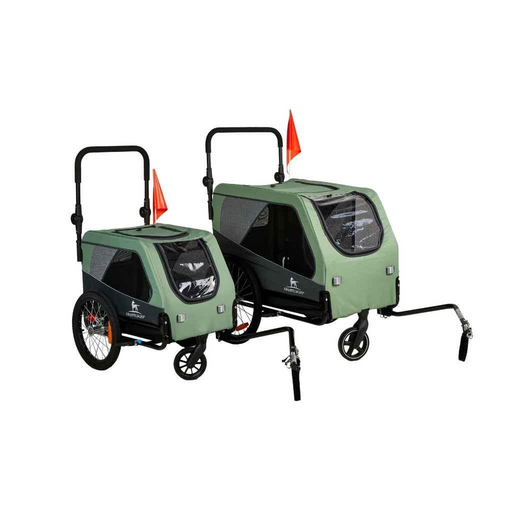 Knuffelwuff Cruvado L-XL komfortabler Hundeanhänger mit Stoßdämpfer Fahrradanhänger und Buggy für sichere Ausflüge mit dem Fahrrad