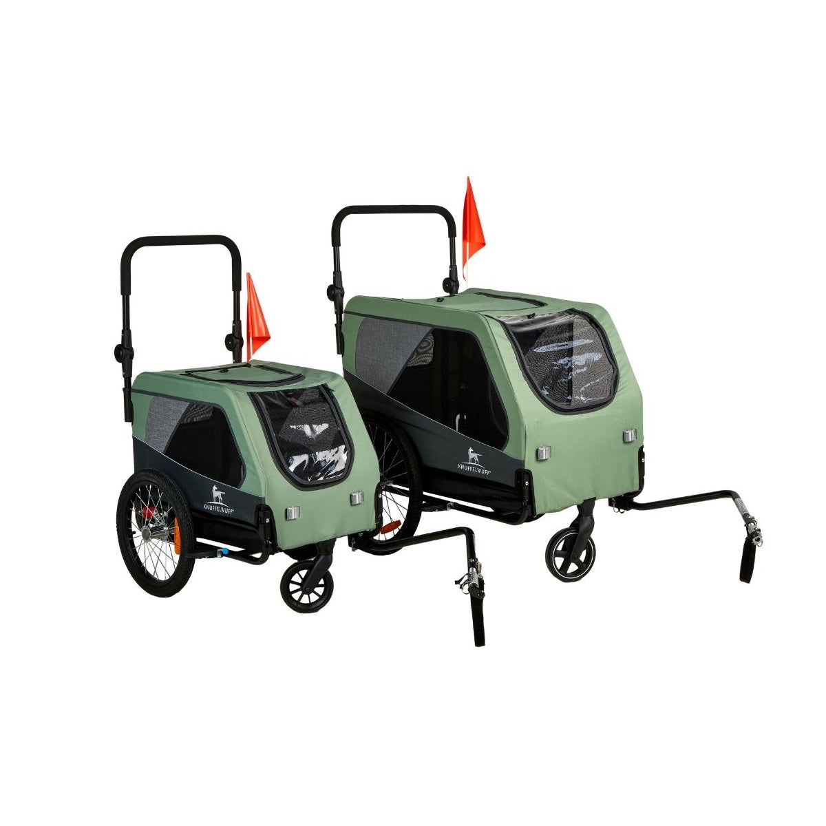 Knuffelwuff Cruvado L-XL komfortabler Hundeanhänger mit Stoßdämpfer Fahrradanhänger und Buggy für sichere Ausflüge mit dem Fahrrad