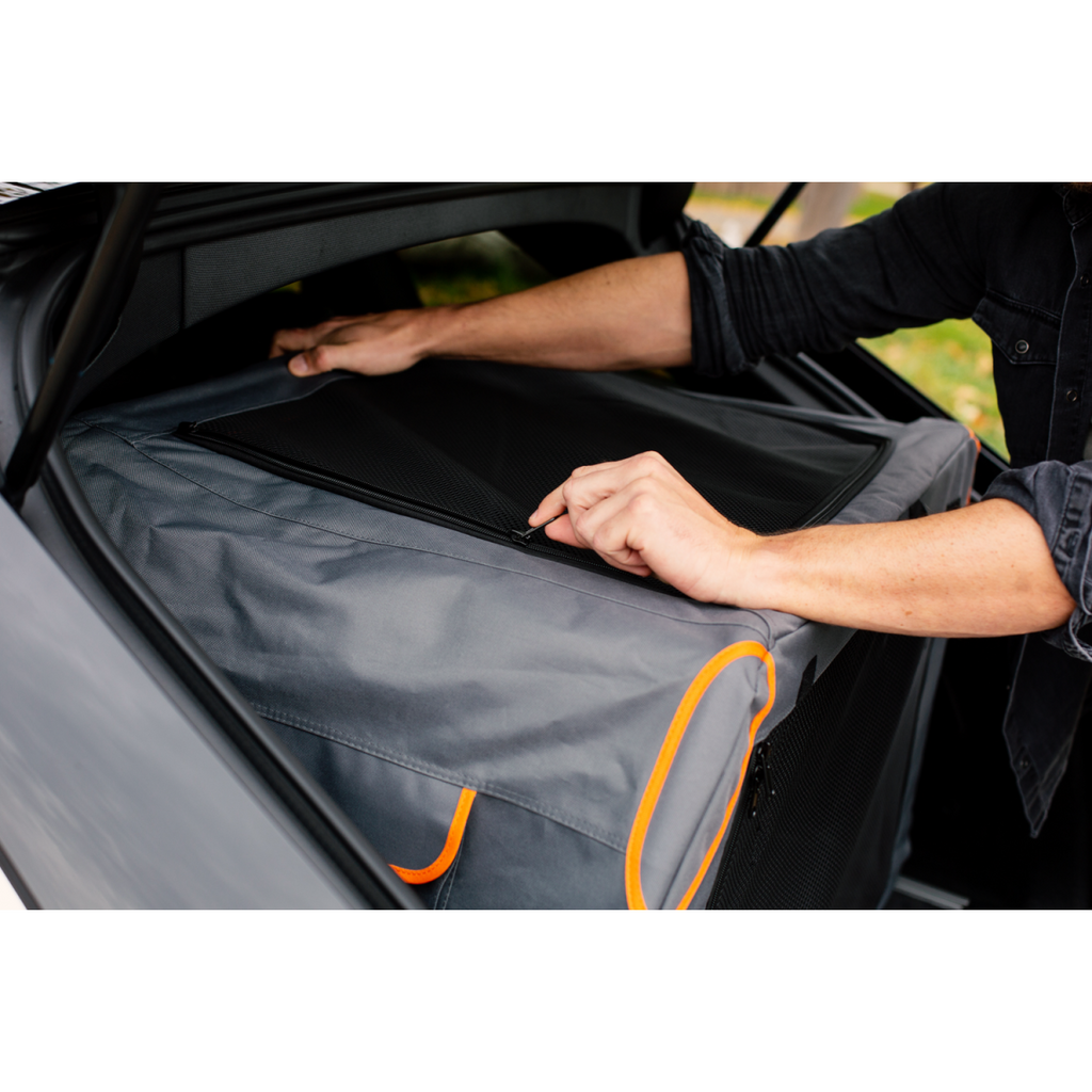 Knuffelwuff faltbare Hundebox Auto Transportbox Alverstone mit Aluminiumgestell für den Kofferraum