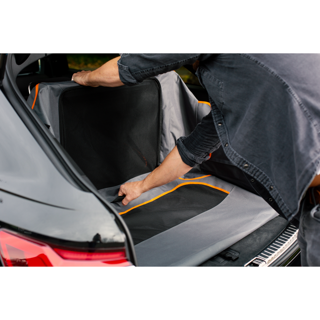 Knuffelwuff faltbare Hundebox Auto Transportbox Alverstone mit Aluminiumgestell für den Kofferraum