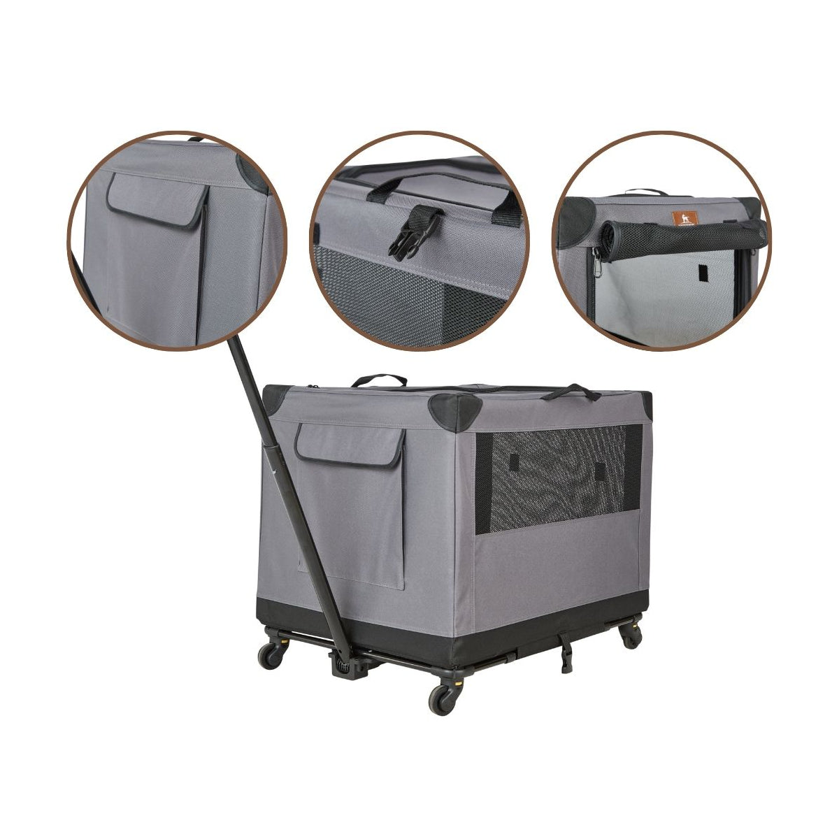Knuffelwuff faltbarer Hunde Trolley Aberdeen - Transporttasche Hundewagen rollbar mit Griff & abnehmbarem Fahrgestell
