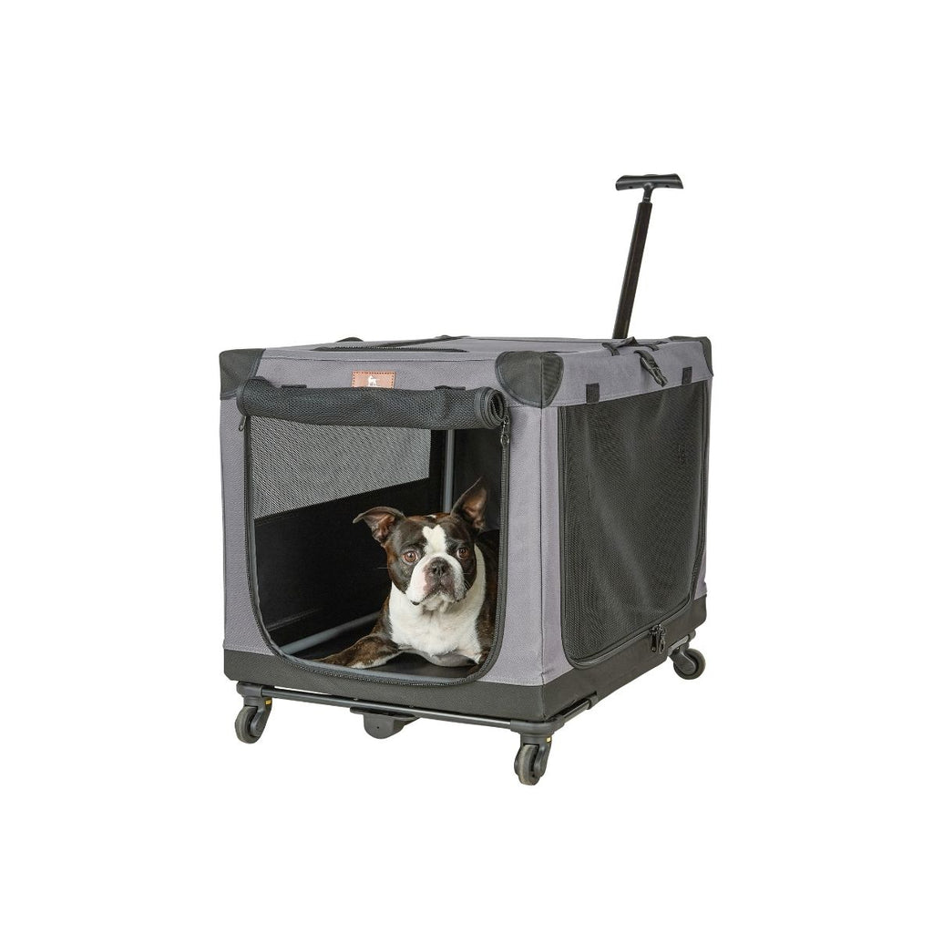 Knuffelwuff faltbarer Hunde Trolley Aberdeen - Transporttasche Hundewagen rollbar mit Griff & abnehmbarem Fahrgestell