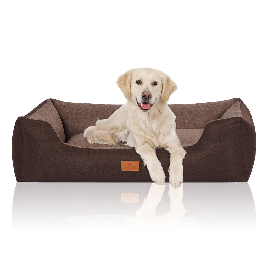 Knuffelwuff Hundebett Luke aus Velours mit feinem Handwebcharakter