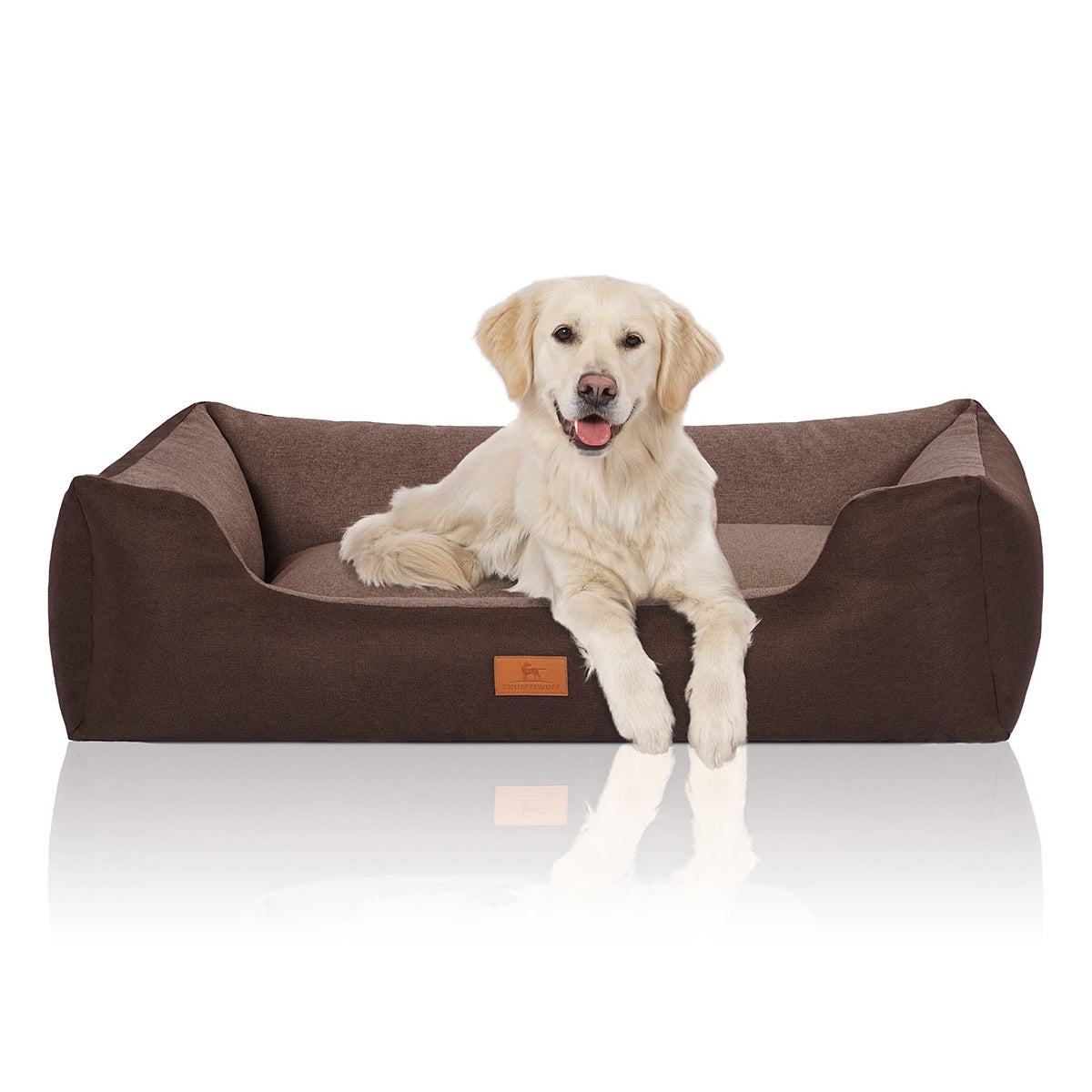 Knuffelwuff Hundebett Luke aus Velours mit feinem Handwebcharakter