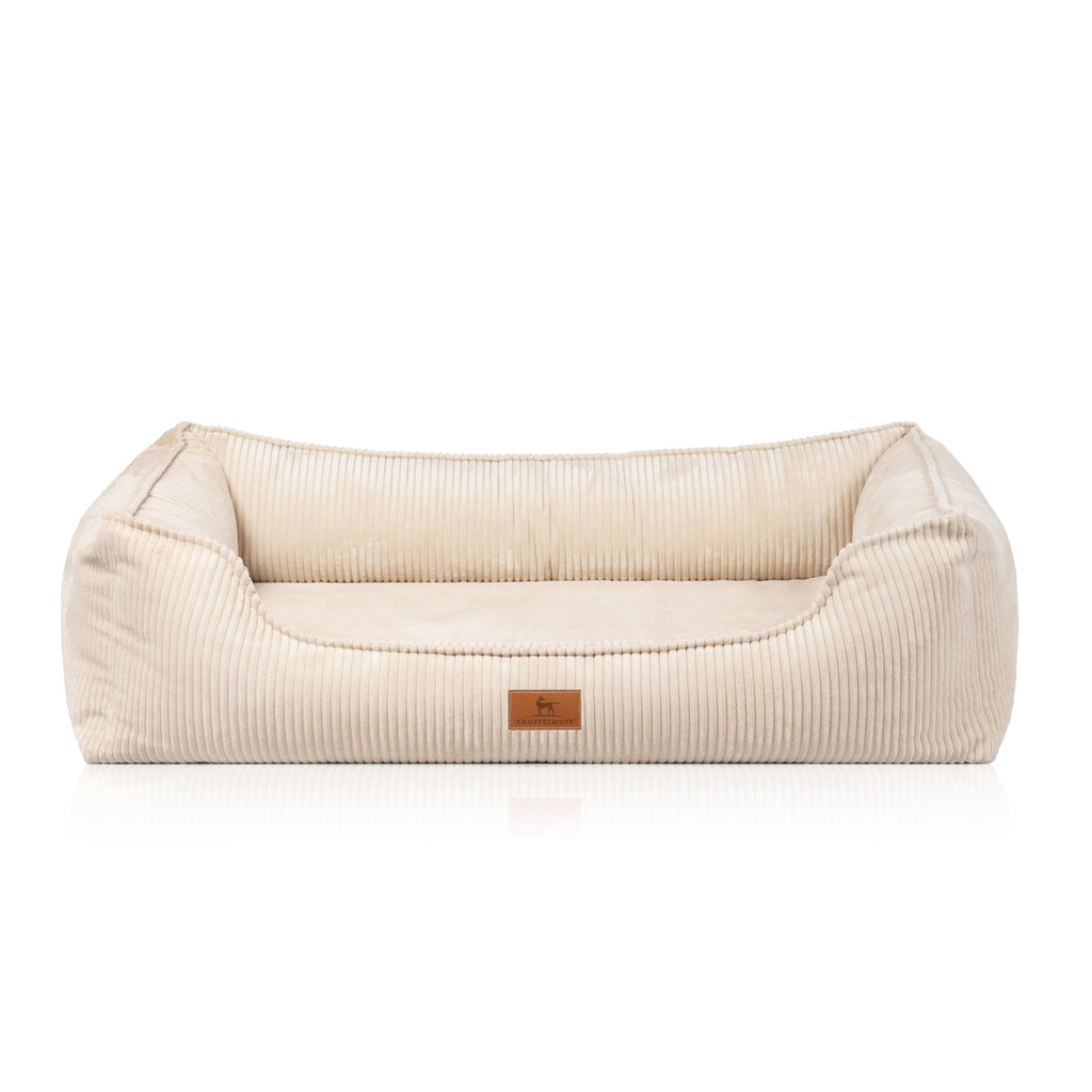 Knuffelwuff orthopädisches Hundebett aus Cord mit Handwebcharakter Nunavut – Beige