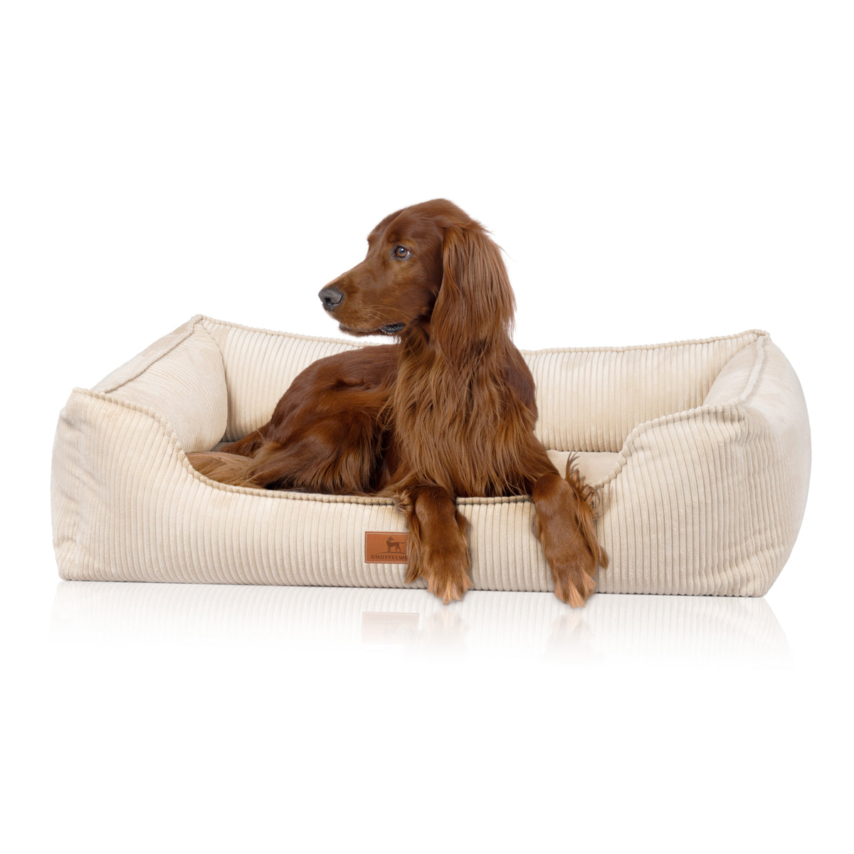 Knuffelwuff orthopädisches Hundebett aus Cord mit Handwebcharakter Nunavut – Beige