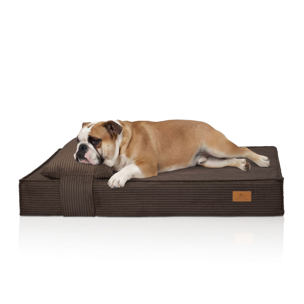Knuffelwuff orthopädisches Hundebett aus Cord mit Handwebcharakter Soleya mit separatem Komfortkissen