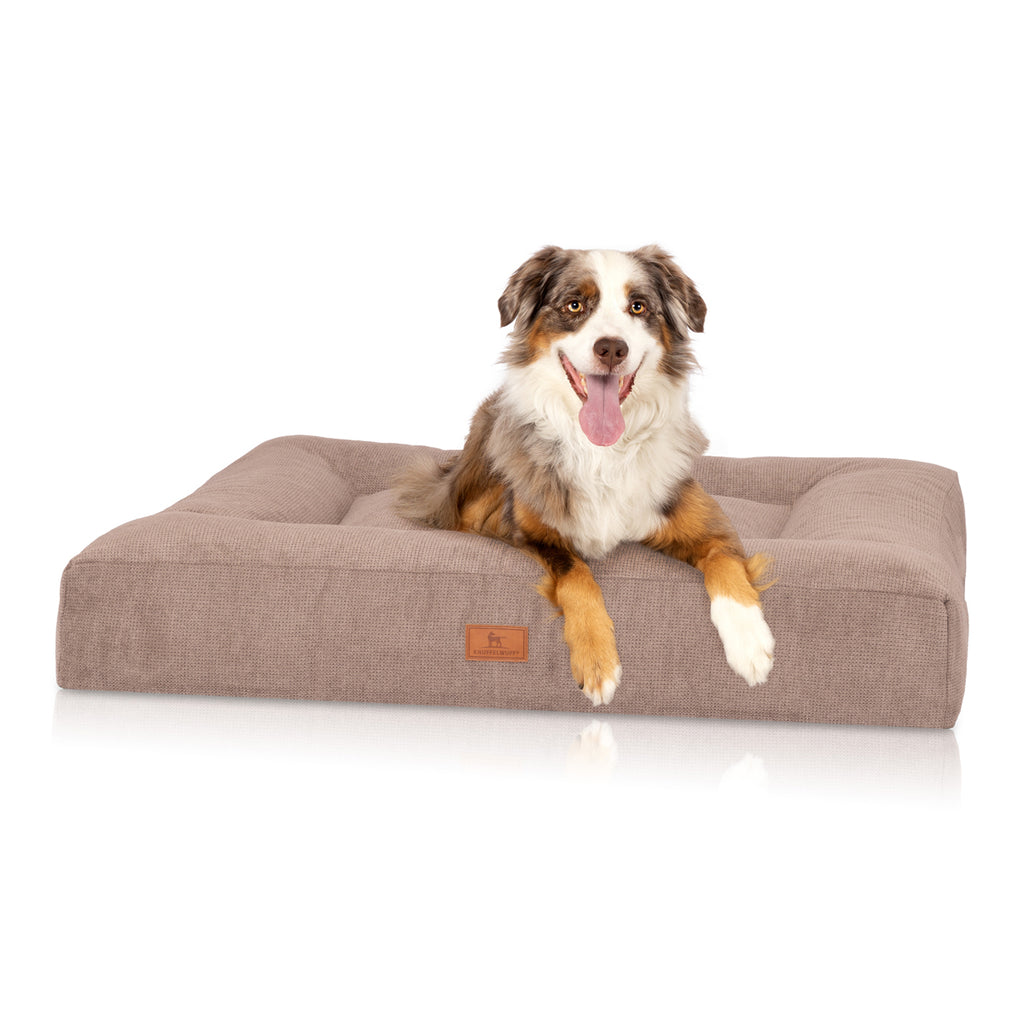 Knuffelwuff orthopädisches Hundebett aus Velours mit Handwebcharakter Sofia