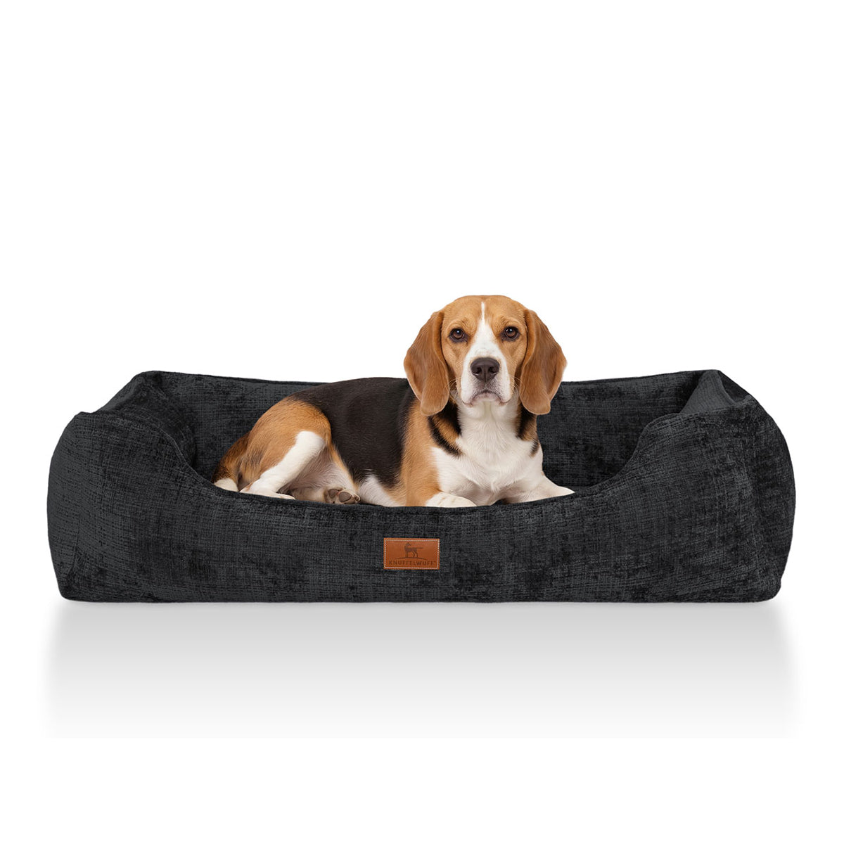 Knuffelwuff orthopädisches Hundebett Cremona aus strukturiertem Webstoff mit meliertem Charakter