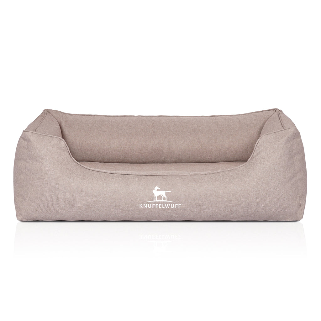 Knuffelwuff Orthopädisches Hundebett Luisa aus Velours mit feinem Handwebcharakter Sunshine Edition