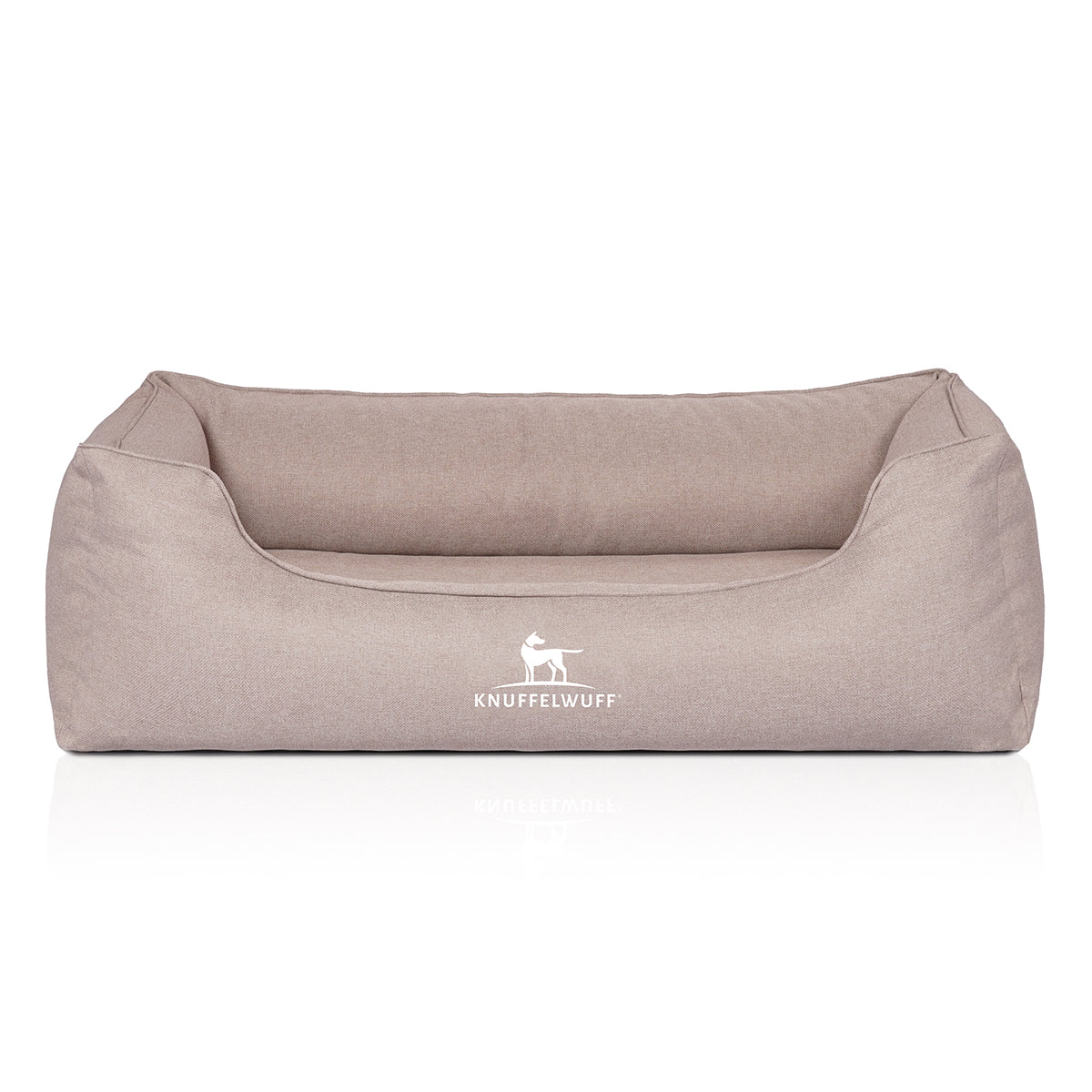 Knuffelwuff Orthopädisches Hundebett Luisa aus Velours mit feinem Handwebcharakter Sunshine Edition