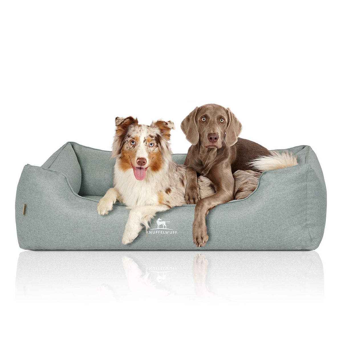 Knuffelwuff Orthopädisches Hundebett Luisa aus Velours mit feinem Handwebcharakter Sunshine Edition