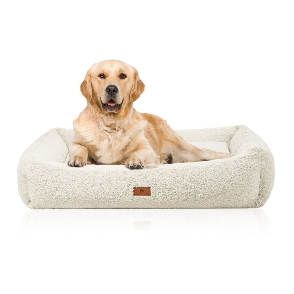 Knuffelwuff orthopädisches Hundebett Matteo mit Memory-Foam Schaumstoffflocken aus kuschligem Teddy Material