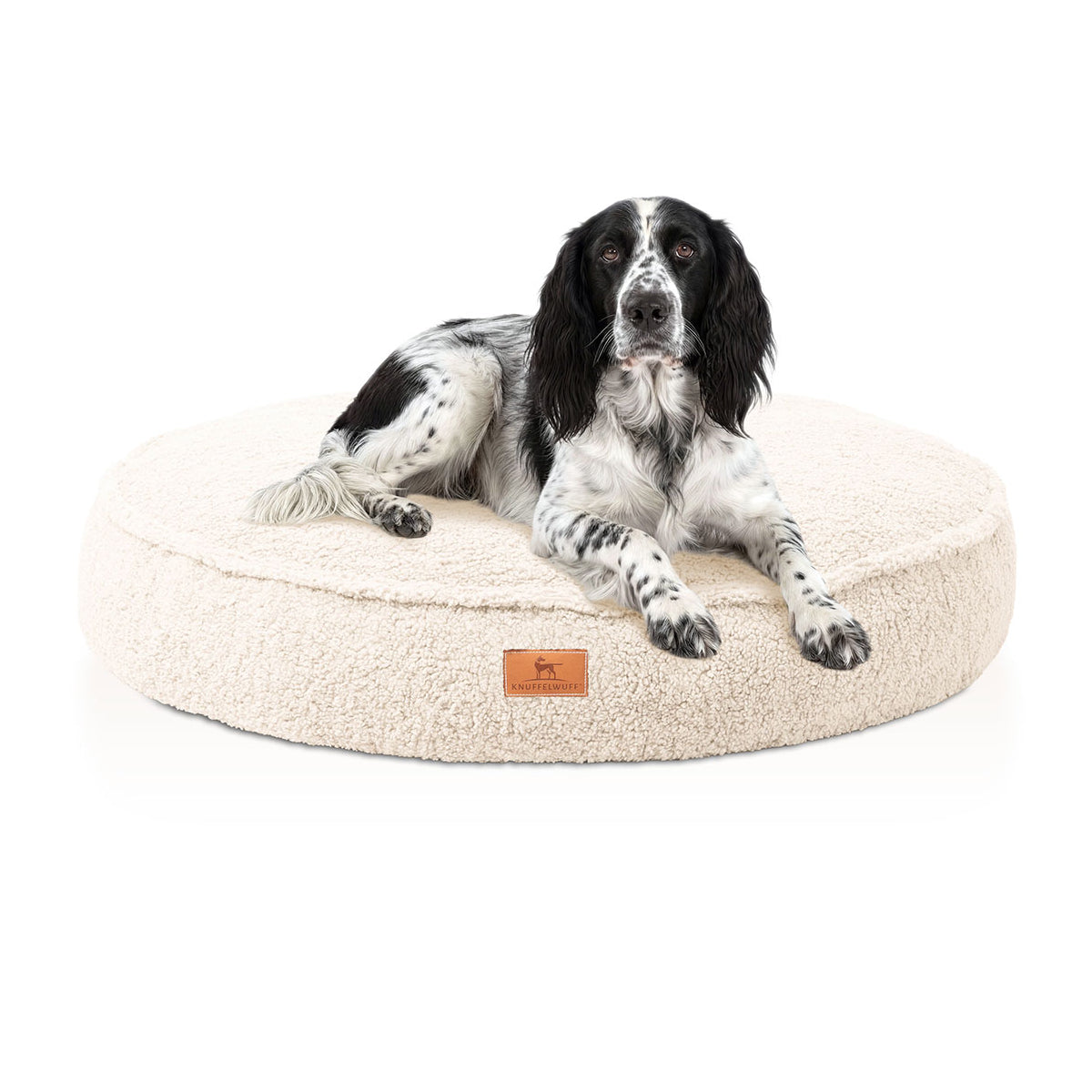 Knuffelwuff orthopädisches rundes Hundebett Tivano mit Memory-Foam Schaumstoffflocken aus kuscheligem Teddy Material
