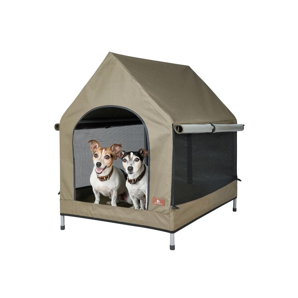 Knuffelwuff Outdoor Hundehütte mit stabilem Metallrahmen und atmungsaktivem Stoffdach