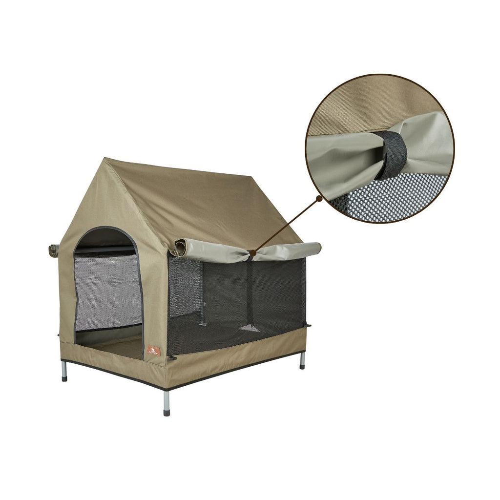 Knuffelwuff Outdoor Hundehütte mit stabilem Metallrahmen und atmungsaktivem Stoffdach