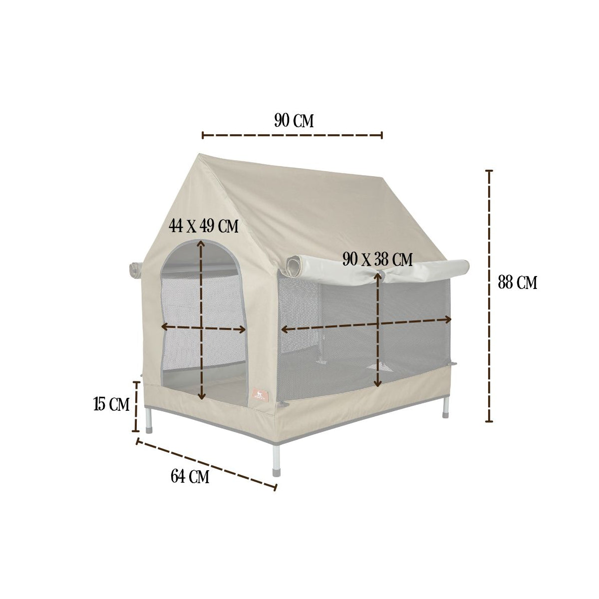 Knuffelwuff Outdoor Hundehütte mit stabilem Metallrahmen und atmungsaktivem Stoffdach
