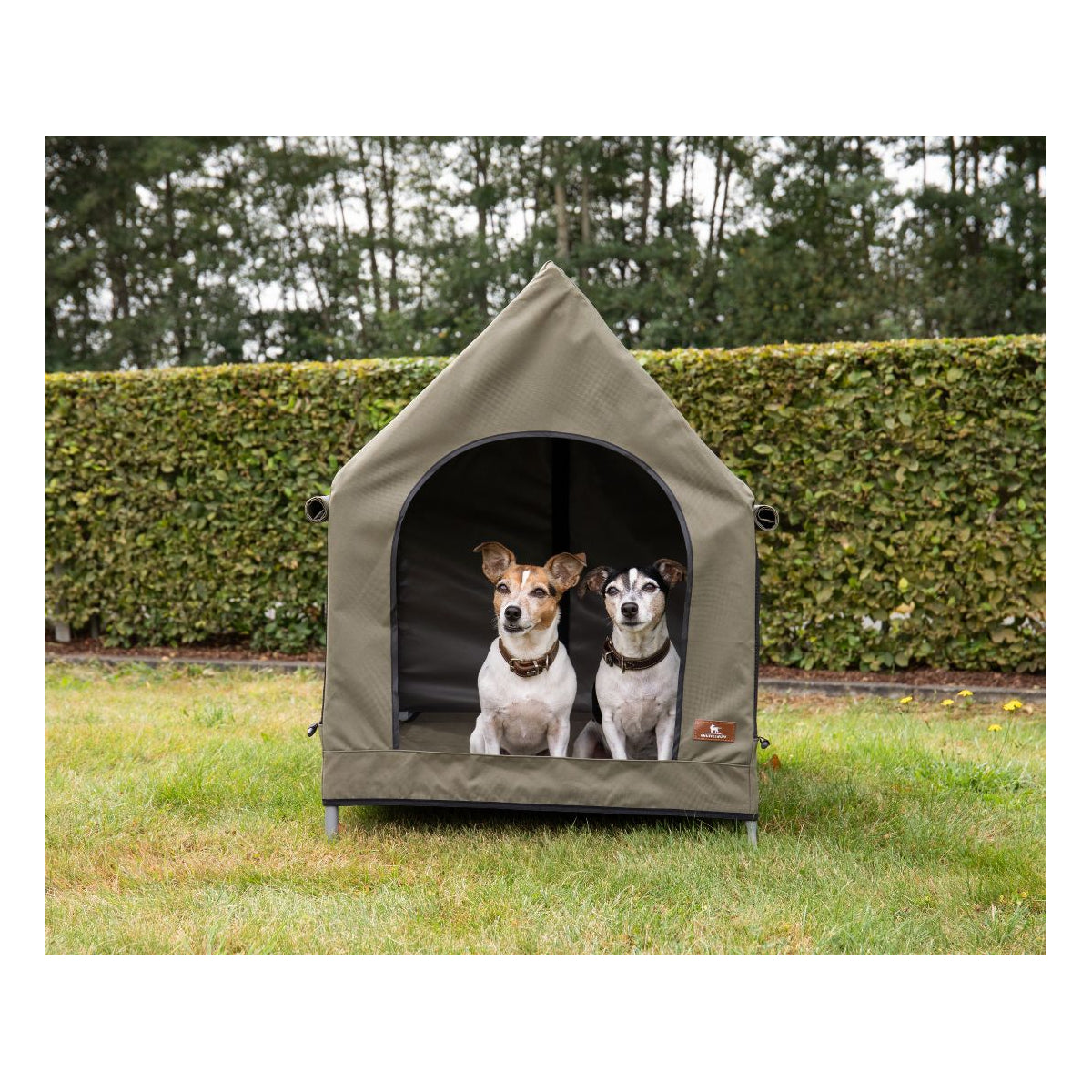 Knuffelwuff Outdoor Hundehütte mit stabilem Metallrahmen und atmungsaktivem Stoffdach