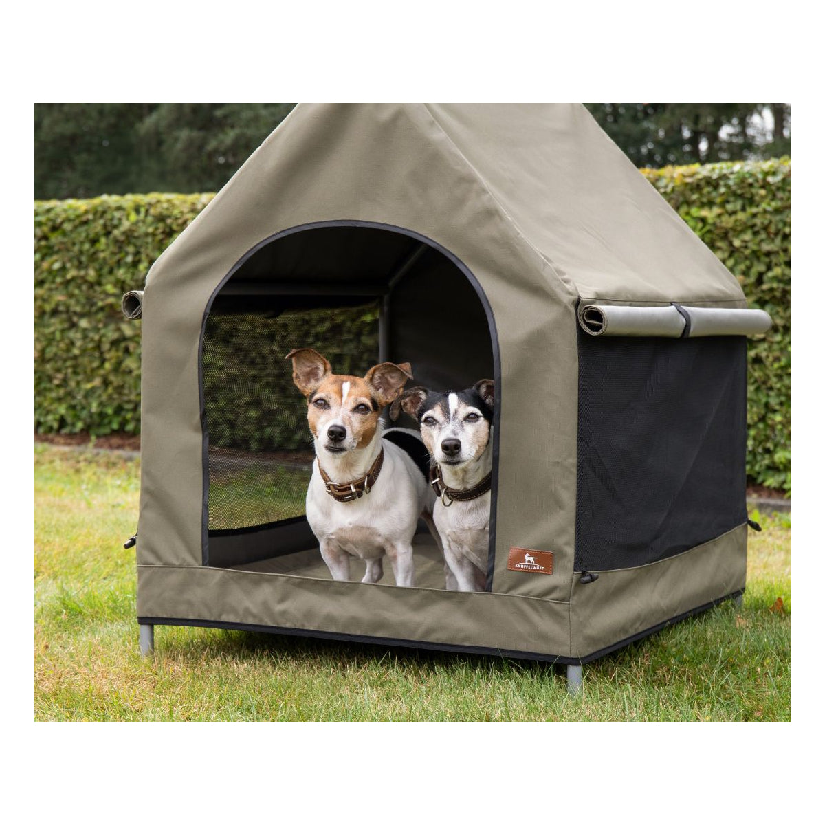 Knuffelwuff Outdoor Hundehütte mit stabilem Metallrahmen und atmungsaktivem Stoffdach